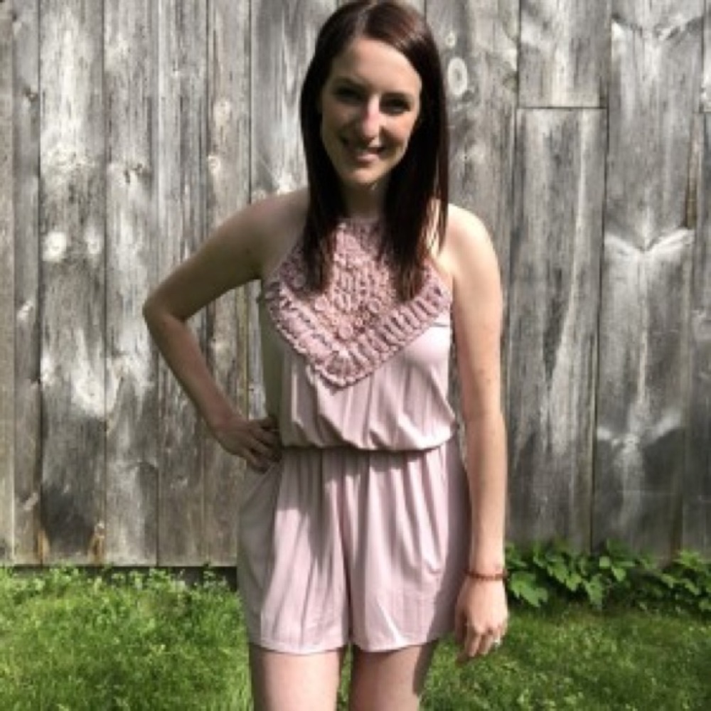 Romp With Me Romper (Blush)